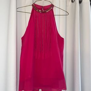 Pink high neck blouse